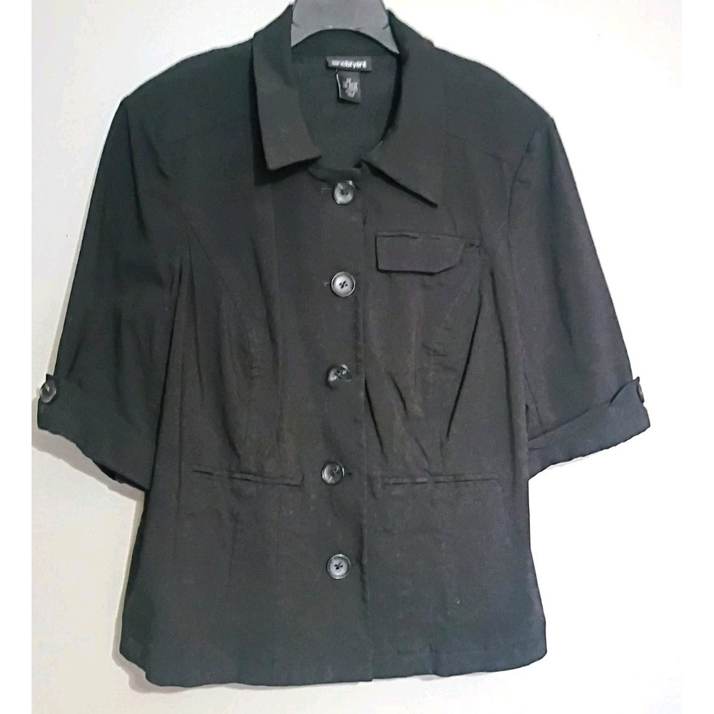 Lane Bryant Women's Black Button Front Collared Jacket Plus Size 20